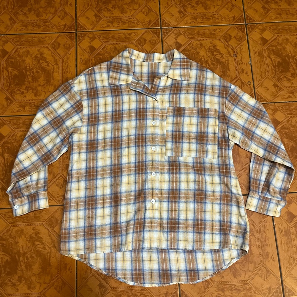 Plaid Men's Shirt - Blue and Brown